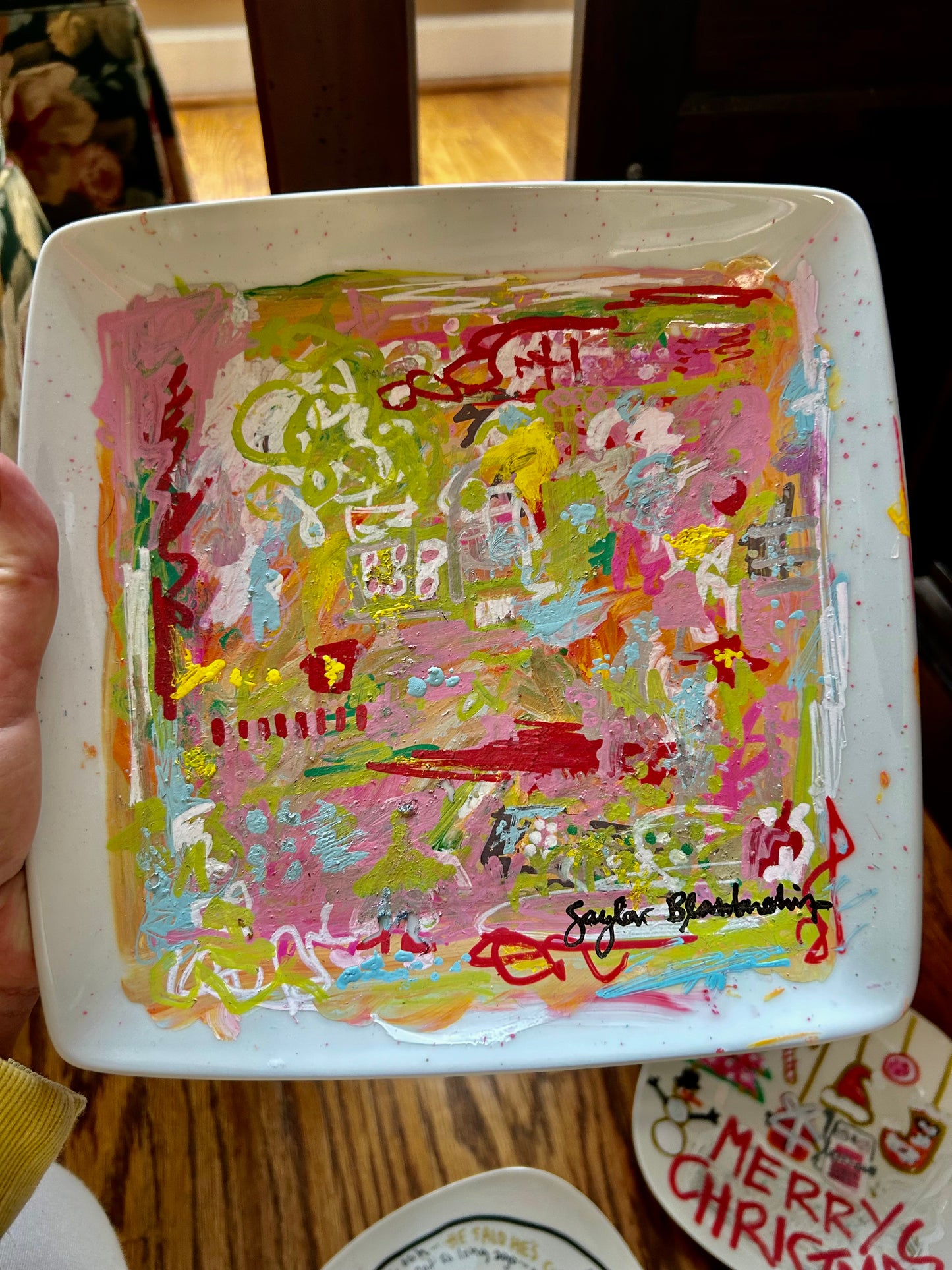 Painted plates art to display or to decorate for holidays