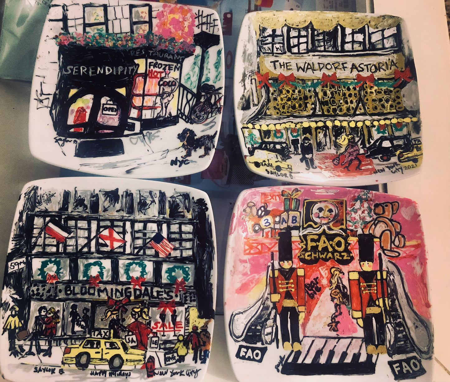 Painted plates art to display or to decorate for holidays